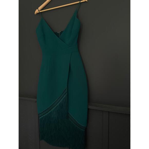 NICHOLAS The Fringe Crepe Wrap Cami Dress in Lagoon Green Size 4 - Picture 13 of 13